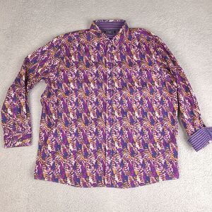 Claiborne Shirt Mens XXL Abstract‎ Stretch Long Sleeve Button Down Designer